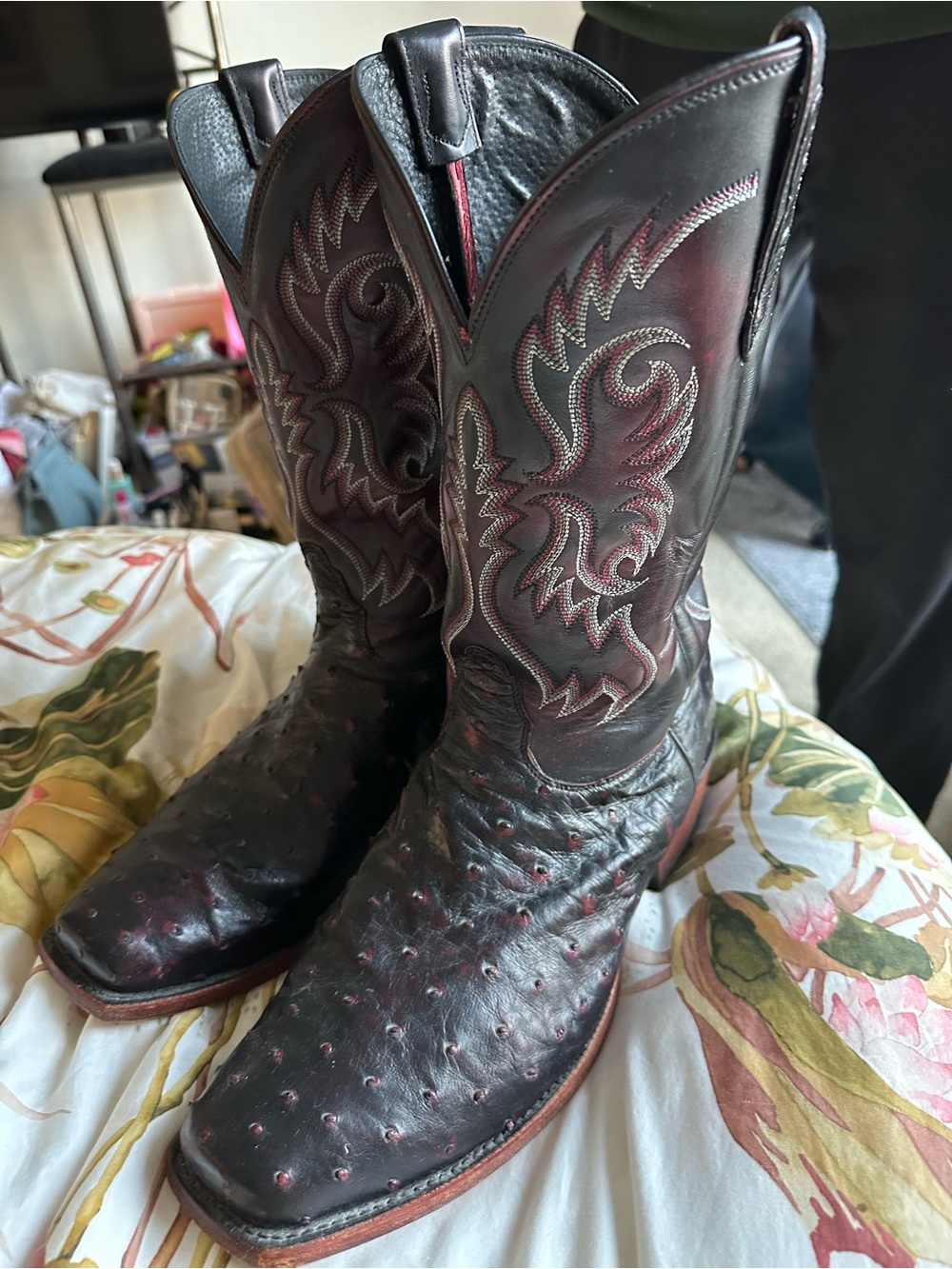 Nocona Black and Burgundy mens Cowboy Boots - Picture 7 of 10
